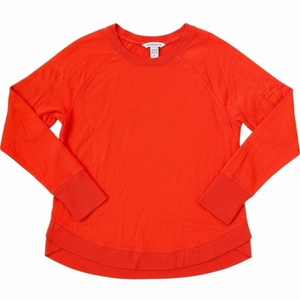 Athleta Mindset Crewneck Womens Medium Orange Red Raglan Long Sleeve Pullover